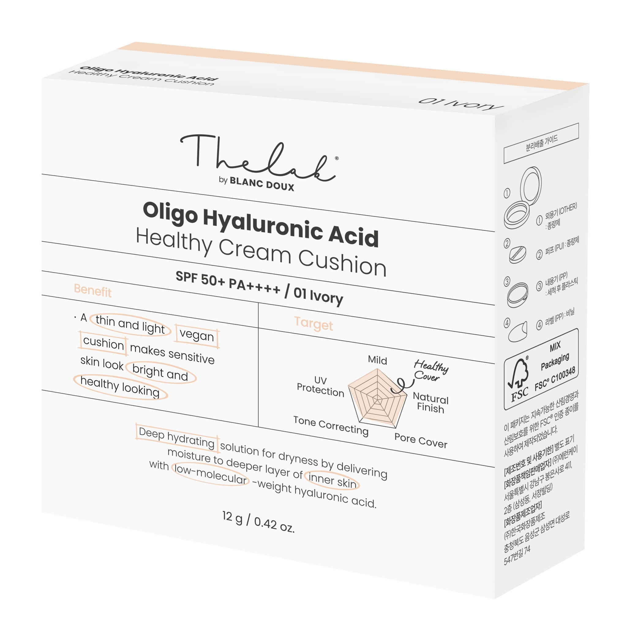 [THE LAB by BLANC DOUX] Oligo Hyaluronic Acid Healthy Cream Cushion - 2 Colors