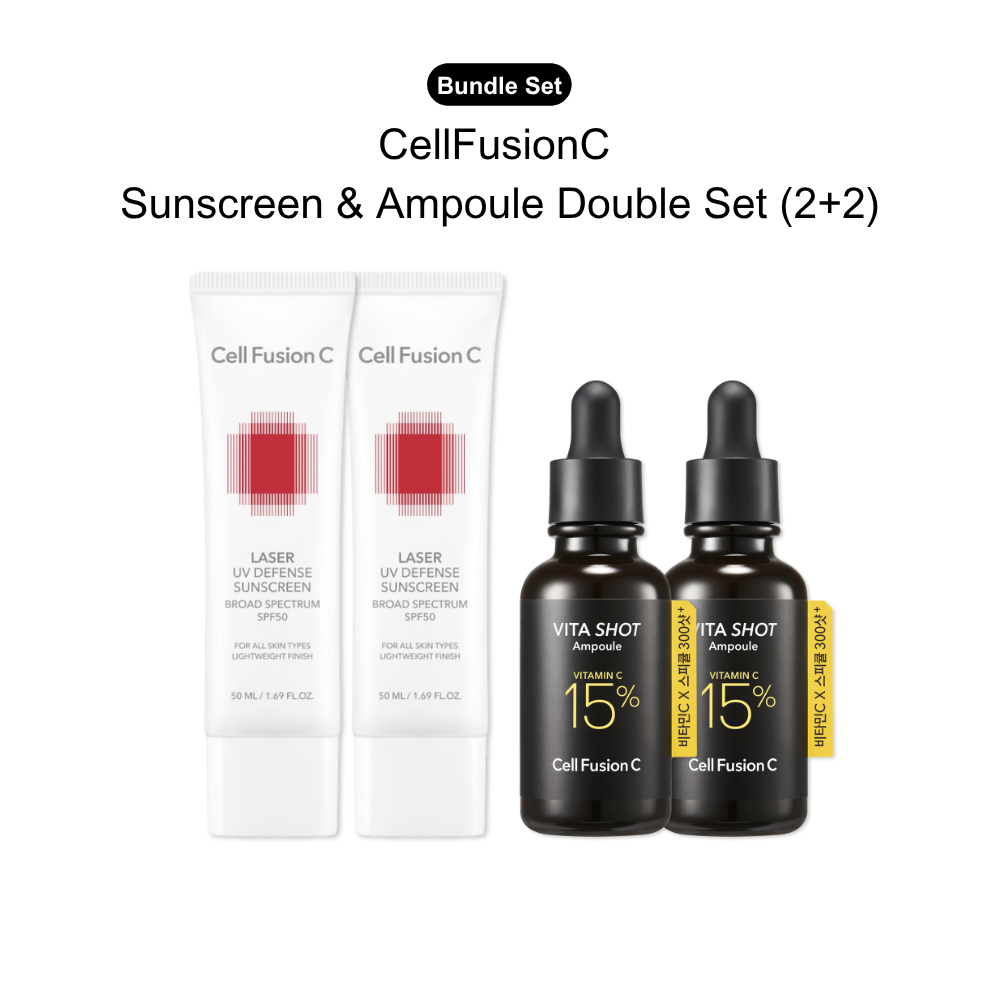 [Bundle] CellFusionC Sunscreen & Ampoule Double Set (2+2) ― 50% OFF