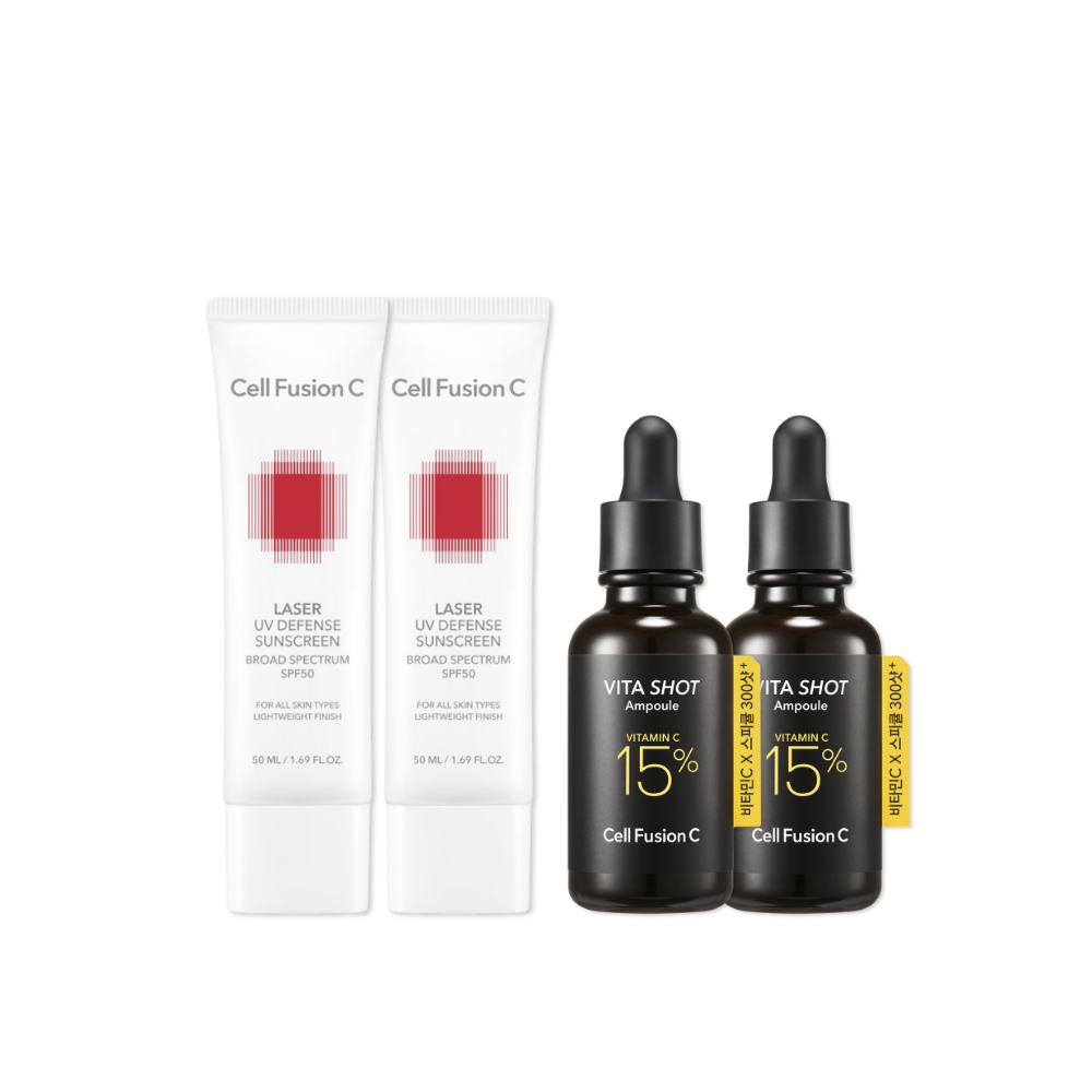 [Bundle] CellFusionC Sunscreen & Ampoule Double Set (2+2) ― 50% OFF