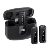 J50 Wireless Lavalier Microphone with Intelligent Noise Reduction, Digital Display & Charging Compartment, Mini Clip-on Mic for Recording and Streaming