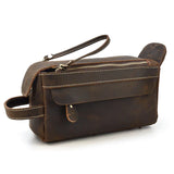 Genuine Leather Retro Wash Bag for Men and Women