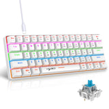 Mechanical keyboard 61 key short style small keyboard for office typing, black and white dual splicing ice blue backlit blue axis gaming keyboard