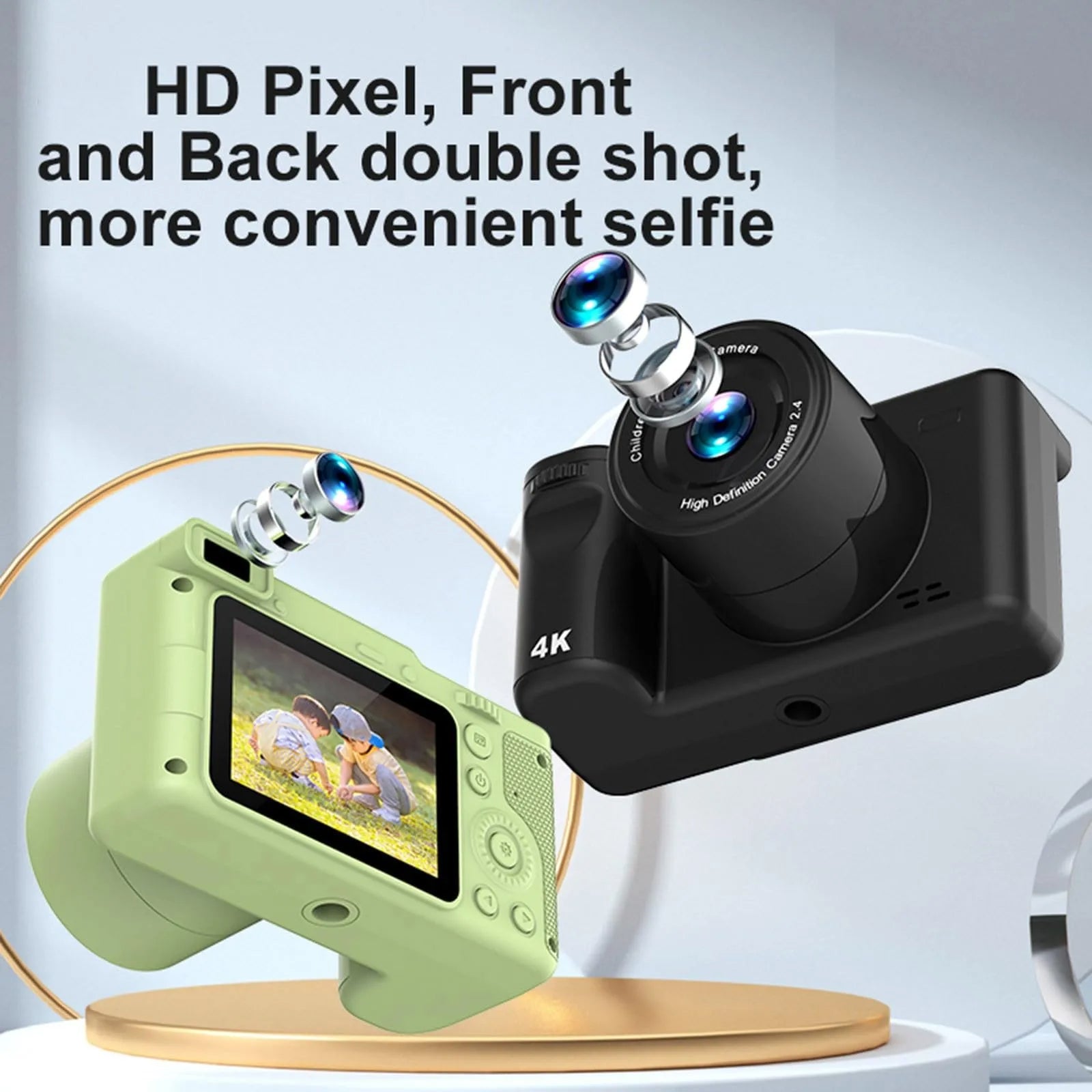 1080p Digital Camera with 40MP Front & Rear Lens, 8X Digital Zoom, Video Recording Student Camera with Bracket, Perfect Gift for Children