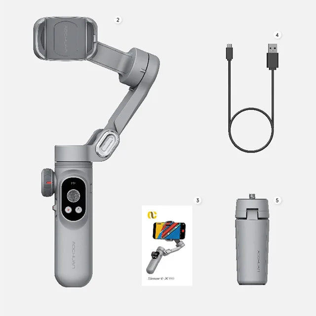 XPro Mobile Phone 3-Axis Anti-Shake Stabilizer, Handheld PTZ Gimbal for TikTok Short Video Vlog Shooting & Live Broadcast Support