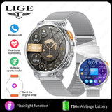 K66 Outdoor Sports Smart Watch with Flashlight for Men, Waterproof Bluetooth Fitness Tracker