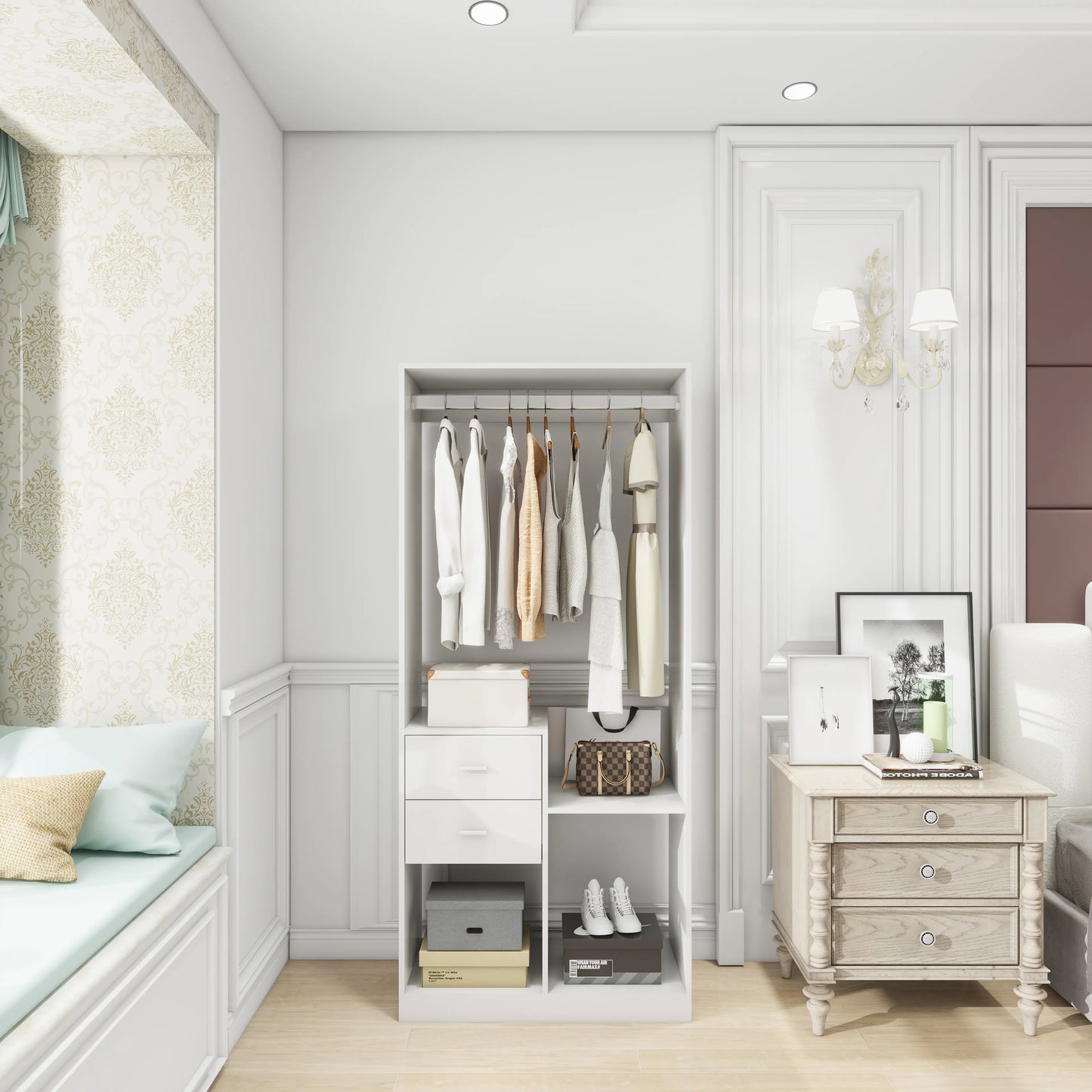 Chic 71" White Wardrobe Organizer