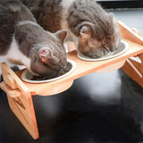 Folding Double Bowl Dog Feeder in Stainless Steel