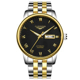Men's Automatic Mechanical Watch with Leather & Steel Band
