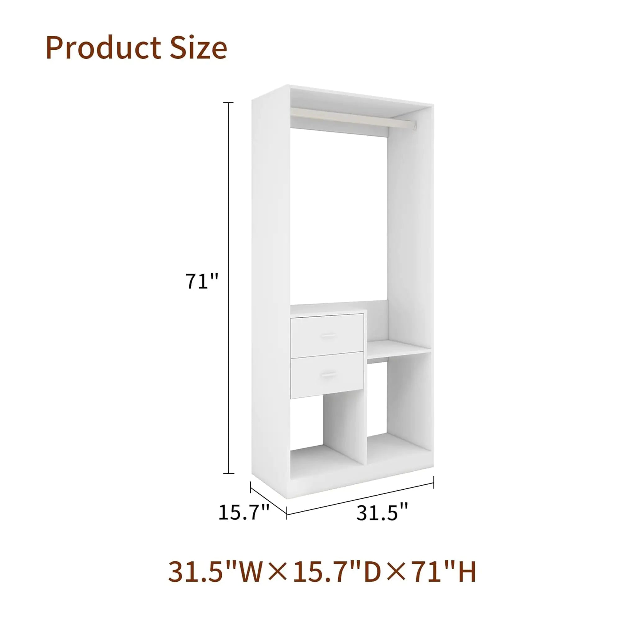 Compact Gray Closet Organizer with Drawers